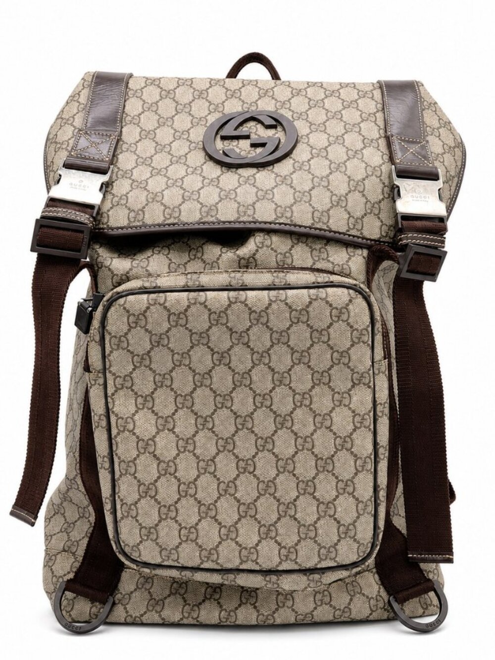 Gucci GG Supreme Backpack – Brown Canvas, Leather Trim (Pre-Owned)